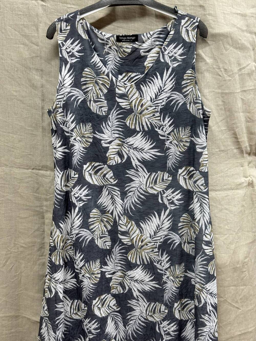 NEW TANGO MANGO women's longer back dress in grey/gold ,white